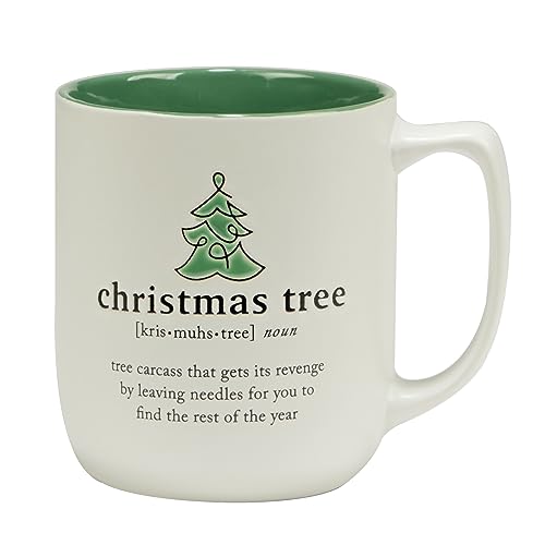 Christmas Fun Green Sayings Ceramic Mugs Set of 6 16 oz. Assorted Designs with Variation 5x3.625 inches