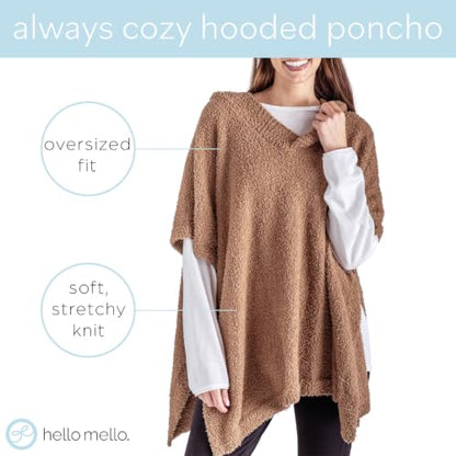 Hello Mello Always Cozy Mushroom Hooded Poncho - Soft Oversized Wrap