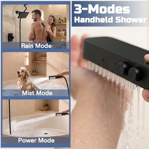 Matte Black Tandem Dual Shower Head System for Couples