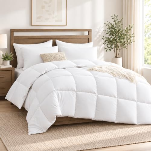 All Season Queen Size Breathable Comforter - Down Alternative Bedding, White 88x88 Inches