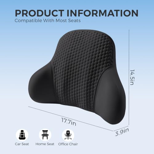 BABUR Gel Lumbar Support Pillow for Car Black - Lower Back Pain Relief