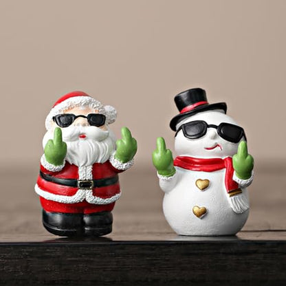 Funny Santa Snowman Statue Figurine - Christmas Decor Xmas Gifts - Snowman Variation