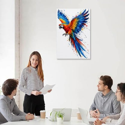 Macaw Parrot Wall Art Poster Tropical Aviary Canvas 36x24 Inch - Unframed