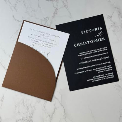Wedding Invitation Pocket Folder 10 Pack for 5x7 Cards - Variation of Coffoe / 10