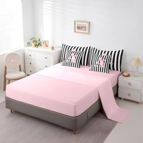Pink Reversible Initial Letter A Comforter Set Queen Size - Black Pink Variation