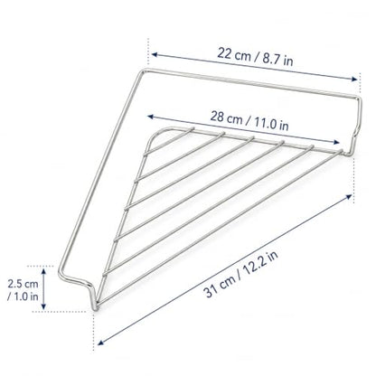 Silver Stainless Steel Corner Sink Shelf with Wire Rack - Space Saving