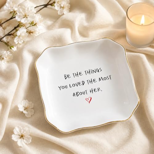 Memorial Keepsake Dish for Loss of Mom or Grandma - Sympathy Gift, 4.5 Inch Ceramic Trinket Tray