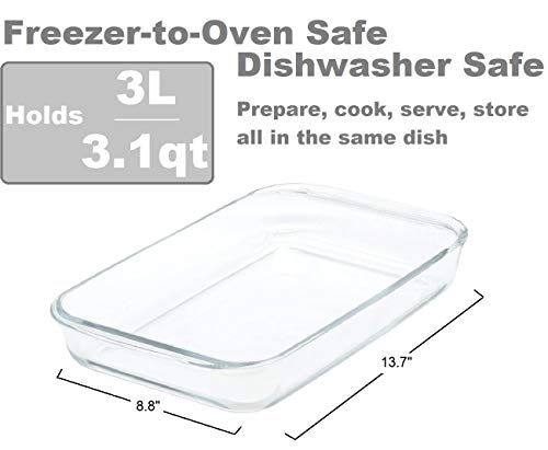 Glad Clear Glass Oblong Baking Dish | 1.6-Quart Nonstick Rectangular Bakeware Casserole Pan | Freezer-to-Oven and Dishwasher Safe, 2 Compartment