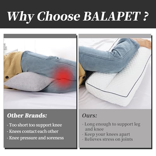 BALAPET Adjustable Height Shredded Memory Foam Knee Pillow for Side Sleepers, Pillow Between Legs for Aligns Spine, Supportive Leg Pillow for Pregnancy Relieves Pressure Hip Leg Elevation, 3" Height