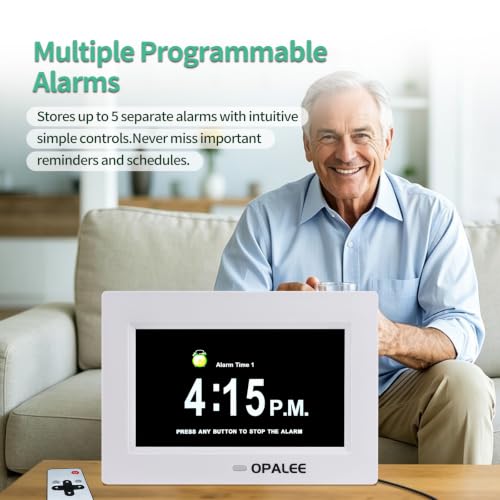 Senior Reminder Clock with Remote Control 7 Inch Large Font Digital Wall & Desk Mount - Variation of THIS listing