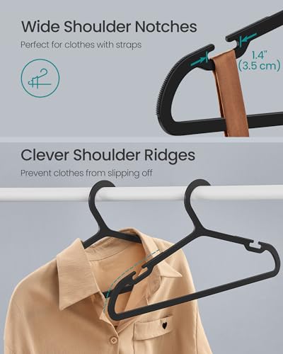 Plastic Clothes Hangers Pack of 50 with Wide Shoulder Notches