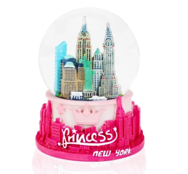 Pink NYC Skyline Snow Globe with Statue of Liberty - 45mm Collectible Decor