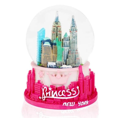 Pink NYC Skyline Snow Globe with Statue of Liberty - 45mm Collectible Decor