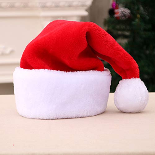 Christmas Hat for Adults - Short Plush with White Cuff, Red Variation