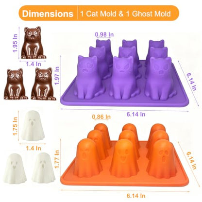 Halloween Ghost Silicone Mold 2 Pack - 3D Candy, Chocolate, Gummy & Dessert Maker
