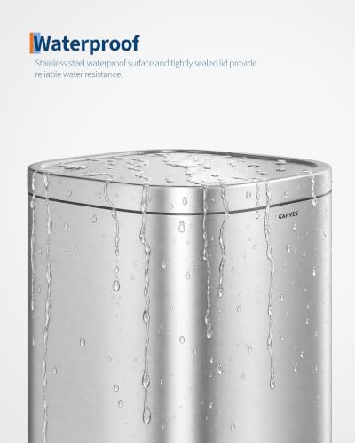 Garvee 8 Gallon Stainless Steel Trash Can with Quiet Close Lid - Silver, Space-Saving