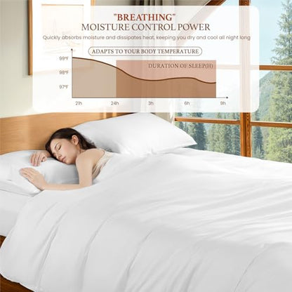 White Cotton King Duvet Cover Set - 1200 Thread Count Luxury Bedding