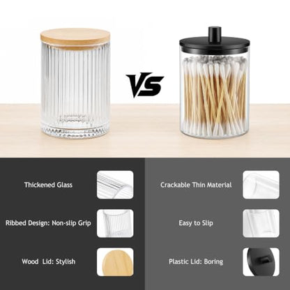 Glass Apothecary Jar with Natural Bamboo Lid - 2 Pack