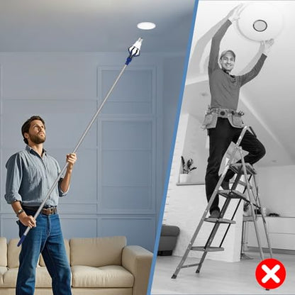 OJLUOJ Light Bulb Changer for High Ceilings 12FT Light Bulb Pole Changer for High Ceilings and Recessed Lights with Baskets and Suction Cup Light Bulb Removal Tool for Household Hanging Lights