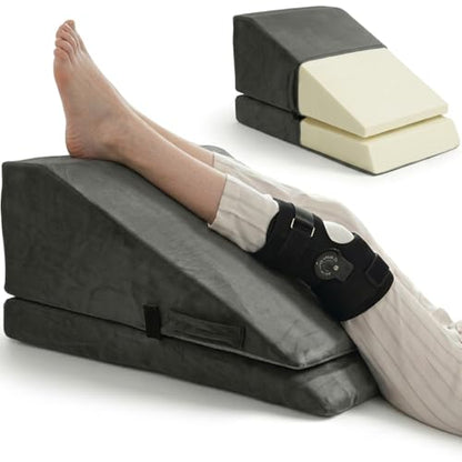 Adjustable Leg Elevation Pillow for Post Surgery Recovery - Non-Slip, Breathable Velvet Cover