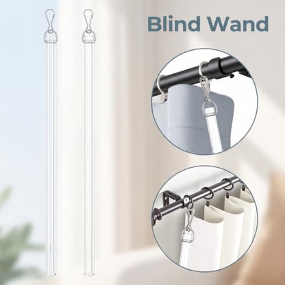 2 Pack 17-Inch Clear Curtain Pull Wand with Hook for Window Blinds
