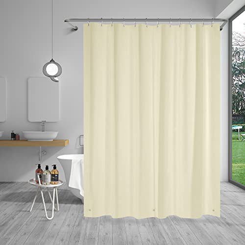 AmazerBath Shower Curtain Liner, 72x78 Beige, Cute Plastic PEVA Cream, Lightweight Waterproof With Magnets and 12 Grommet Holes for Bathroom
