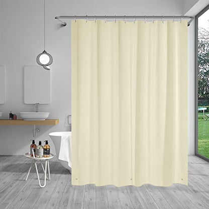 AmazerBath Shower Curtain Liner, 72x78 Beige, Cute Plastic PEVA Cream, Lightweight Waterproof With Magnets and 12 Grommet Holes for Bathroom