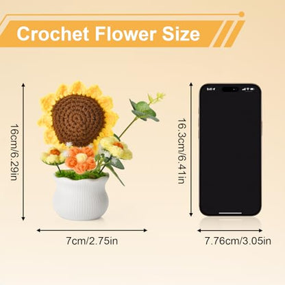 Crochet Sunflower Flower Bouquet for Home Decor & Gift - Sunflower+White