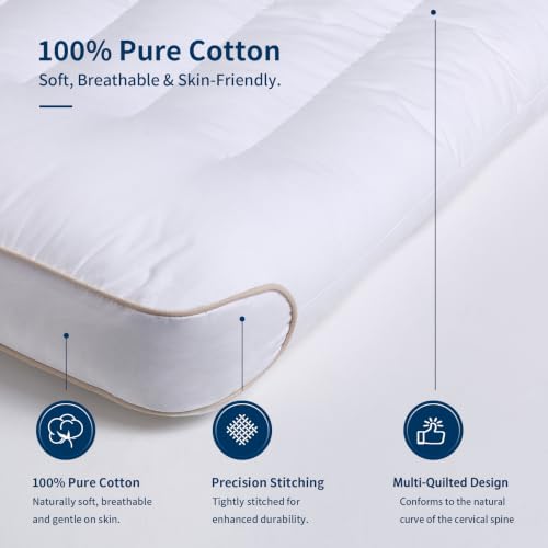 White Flat Support Pillow for Sleeping Queen Size 1 Pack - High Support