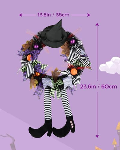 Halloween Wreath for Front Door Indoor Outdoor Decorations 13x24 Inch