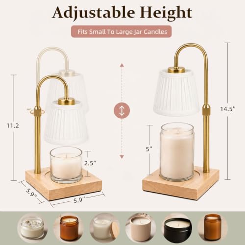 Dimmable Candle Warmer Lamp with Timer and Light Gold Finish - Home Decor