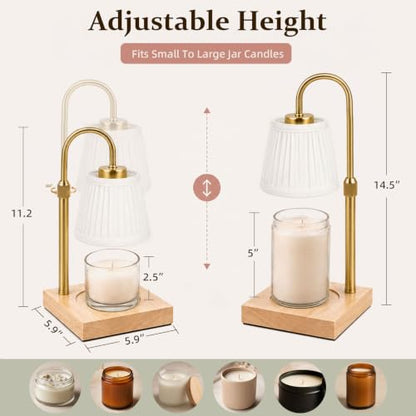 Dimmable Candle Warmer Lamp with Timer and Light Gold Finish - Home Decor