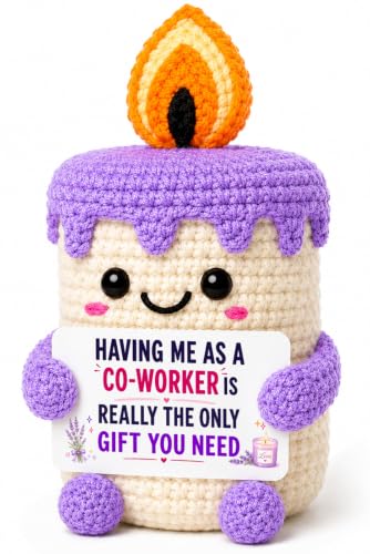 Candle Coworker Gift for Women Christmas Stocking Stuffer - Handmade Knitted