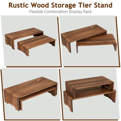 Wooden Cupcake Stand Set - 2 Tiered Stackable Display Risers for Bakery and Party Decor