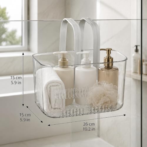 Portable Clear Plastic Shower Caddy with Handle and Ventilation Holes