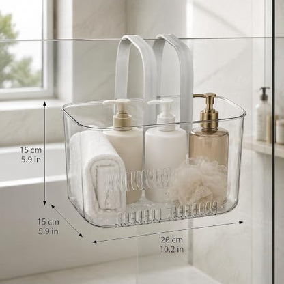 Portable Clear Plastic Shower Caddy with Handle and Ventilation Holes