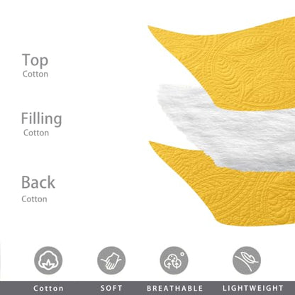 Cotton Quilt Set California King Bright Yellow Coin Pattern Lightweight Pre-Washed Bedding