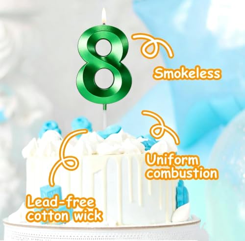 Green Number 17 Candle - 3D Gold Birthday Cake Topper for 17th Celebration - Girls Boys Party Supplies