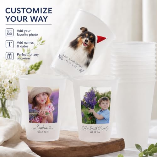 Custom Frosted Plastic Cups 12oz & 16oz with Logo - Personalized Party Drinkware
