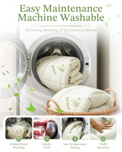 Cooling Bamboo Mattress Topper Queen - 1000 GSM Plush Support