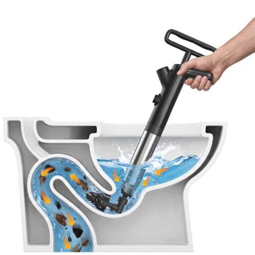 High Pressure Toilet Plunger Black - Heavy Duty Drain Blaster for Clogs