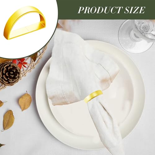 Gold 8 Pcs Metal Napkin Rings Semicircle Dining Table Accessories