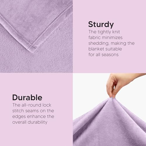 Utopia Bedding Fleece Blanket California King Size Lilac 300GSM Luxury Fuzzy Soft Anti-Static Microfiber Bed Blanket (102x96 Inch)