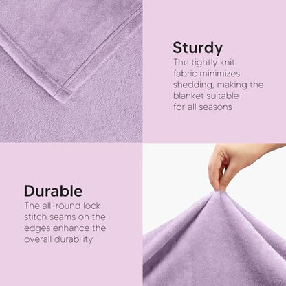Utopia Bedding Fleece Blanket California King Size Lilac 300GSM Luxury Fuzzy Soft Anti-Static Microfiber Bed Blanket (102x96 Inch)