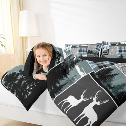 Plaid Bear Cabin Comforter Set - Rustic Farmhouse Bedding, Queen, Multi 26