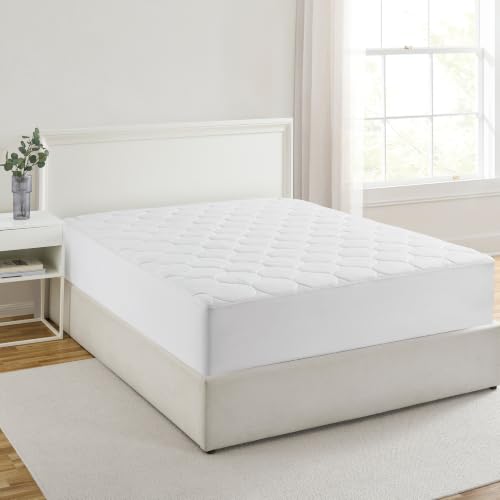 Cotton Heated Mattress Pad Queen Size with 10 Heat Settings - White