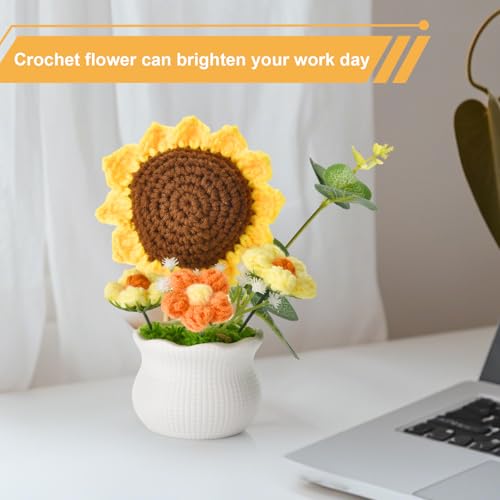 Crochet Sunflower Flower Bouquet for Home Decor & Gift - Sunflower+White