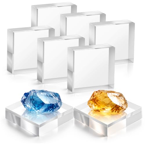 Clear Acrylic Display Cube Set - 8 Pack, 4 x 4 x 1 Inch Floating Art Stands