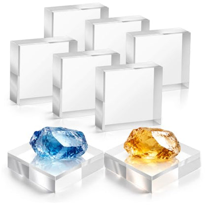 Clear Acrylic Display Cube Set - 8 Pack, 4 x 4 x 1 Inch Floating Art Stands