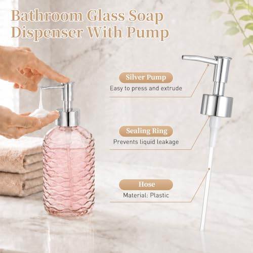 Clear Glass Bathroom Accessory Set with Wavy Stripes - 4 Pieces